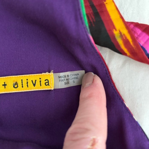 Alice + Olivia Silk Ikat Print Open Back Dress Size S Multicolor V-Neck - Picture 8 of 8